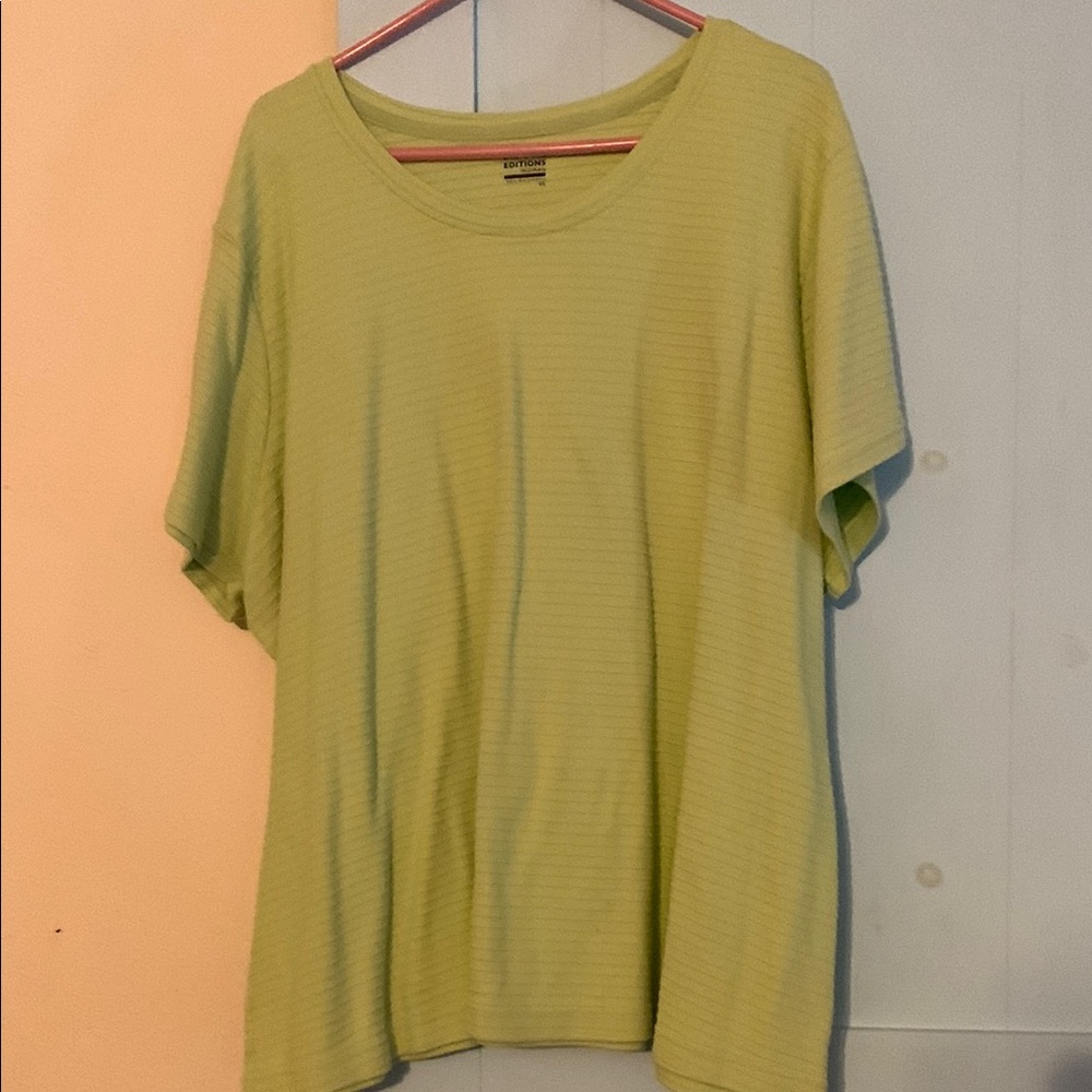 Basic Editions Green Relaxed Short Sleeve T-Shirt 4X